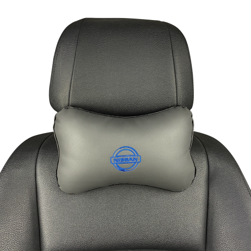 Подушки под шею Подушка под шею серая с вышивкой Nissan (Синяя)