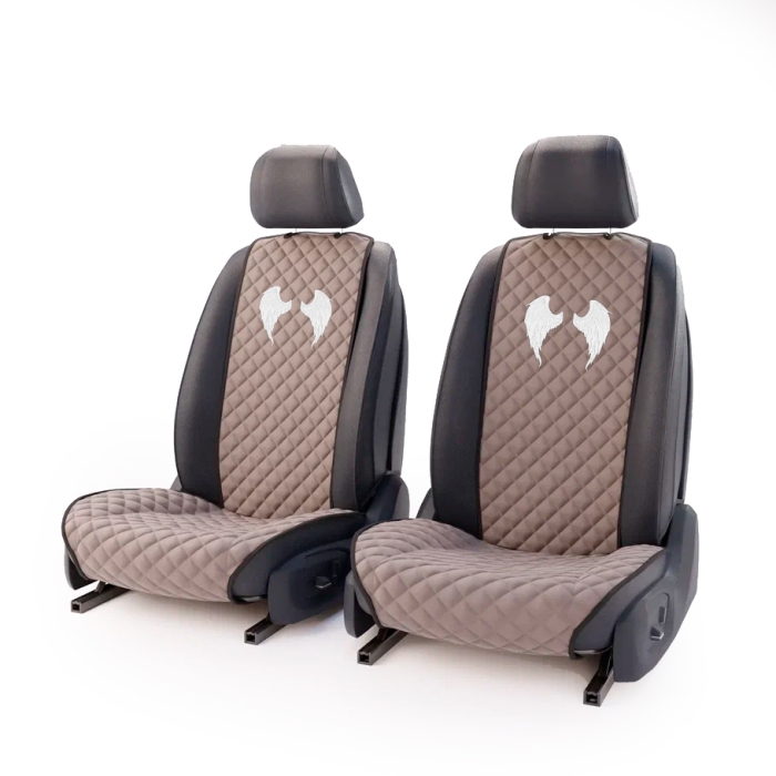 Накидки на сидения Комплект передних бежевых накидок с вышивкой Крылья