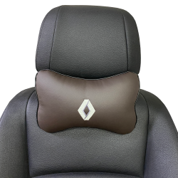 Подушка под шею коричневая с вышивкой 